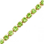 Metalen strass cupchain ketting 3mm Lime green-gold